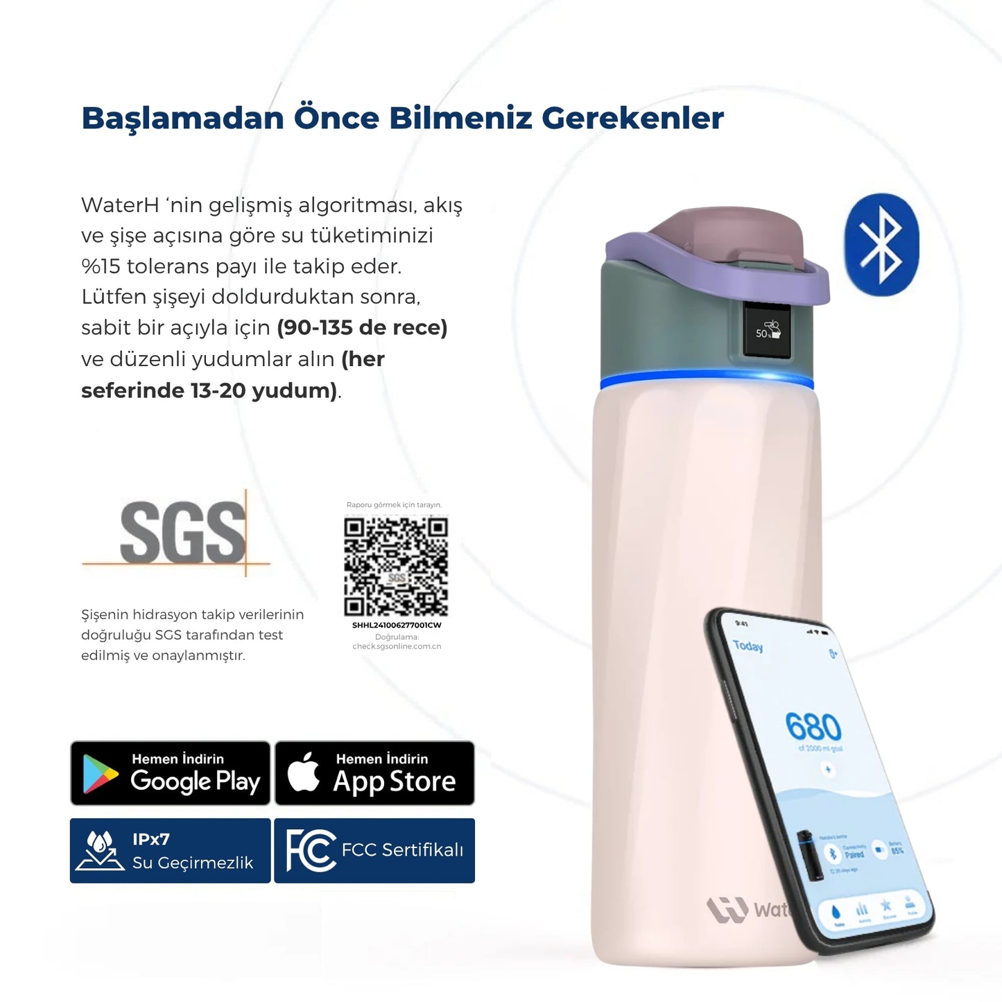 WaterH 24oz Pembe – WaterH Akıllı Termos Kullanmaya Başlamadan Önce Bilmeniz Gerekenler – WaterH Akıllı Termos 710 ml Pembe Renk
