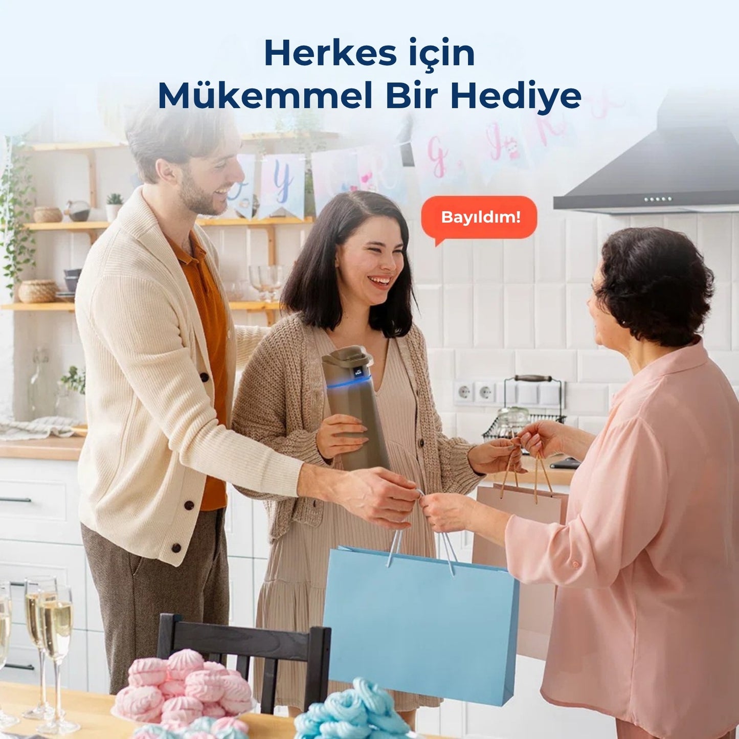 WaterH 24oz Kahverengi – WaterH Akıllı Termos Herkes İçin Mükemmel Bir Hediye – WaterH Akıllı Termos 710 ml Kahverengi Renk