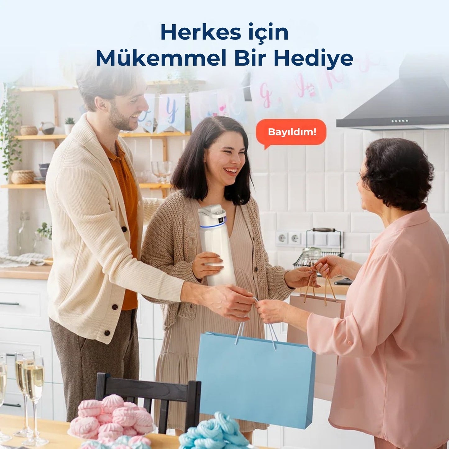 WaterH 32oz beyaz - WaterH akıllı termos herkes için mükemmel bir hediye - WaterH Akıllı Termos 946 ml beyaz renk