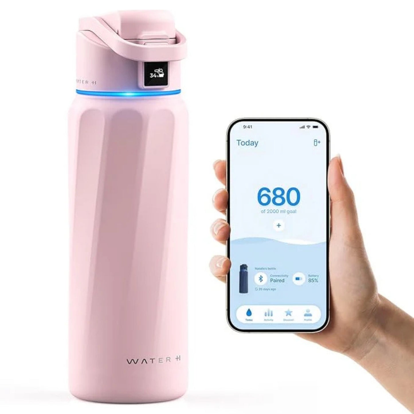 WaterH 32oz pembe – WaterH Akıllı Termos 946 ml Pembe Renk Uygulama