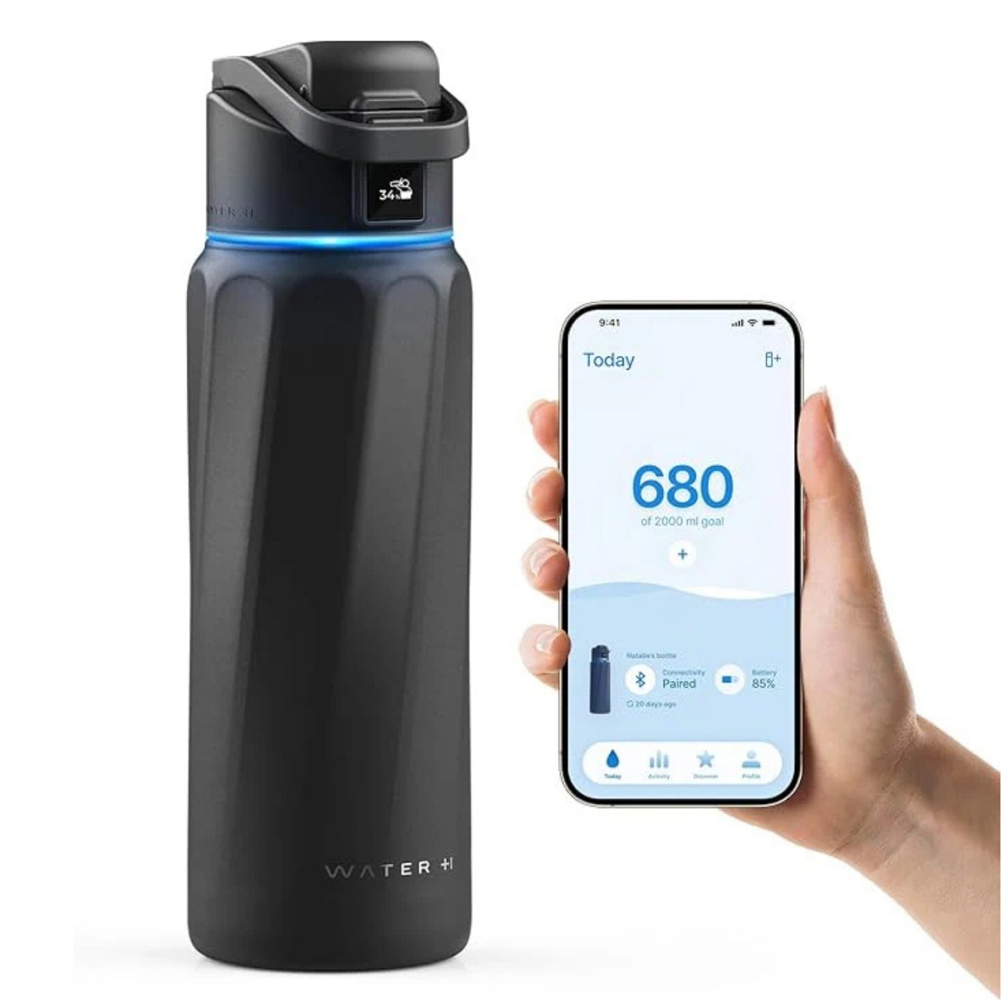 WaterH 32oz siyah - WaterH Akıllı Termos 946 ml siyah renk uygulama