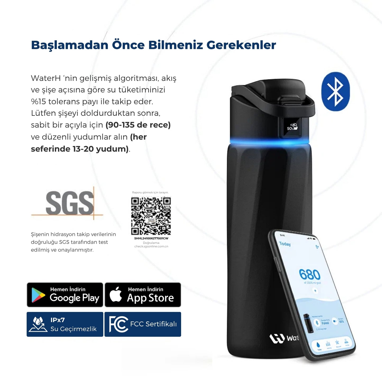 WaterH 32oz siyah - WaterH Akıllı Termos Kullanmaya Başlamadan Önce Bilmeniz Gerekenler - WaterH Akıllı Termos 946 ml siyah renk