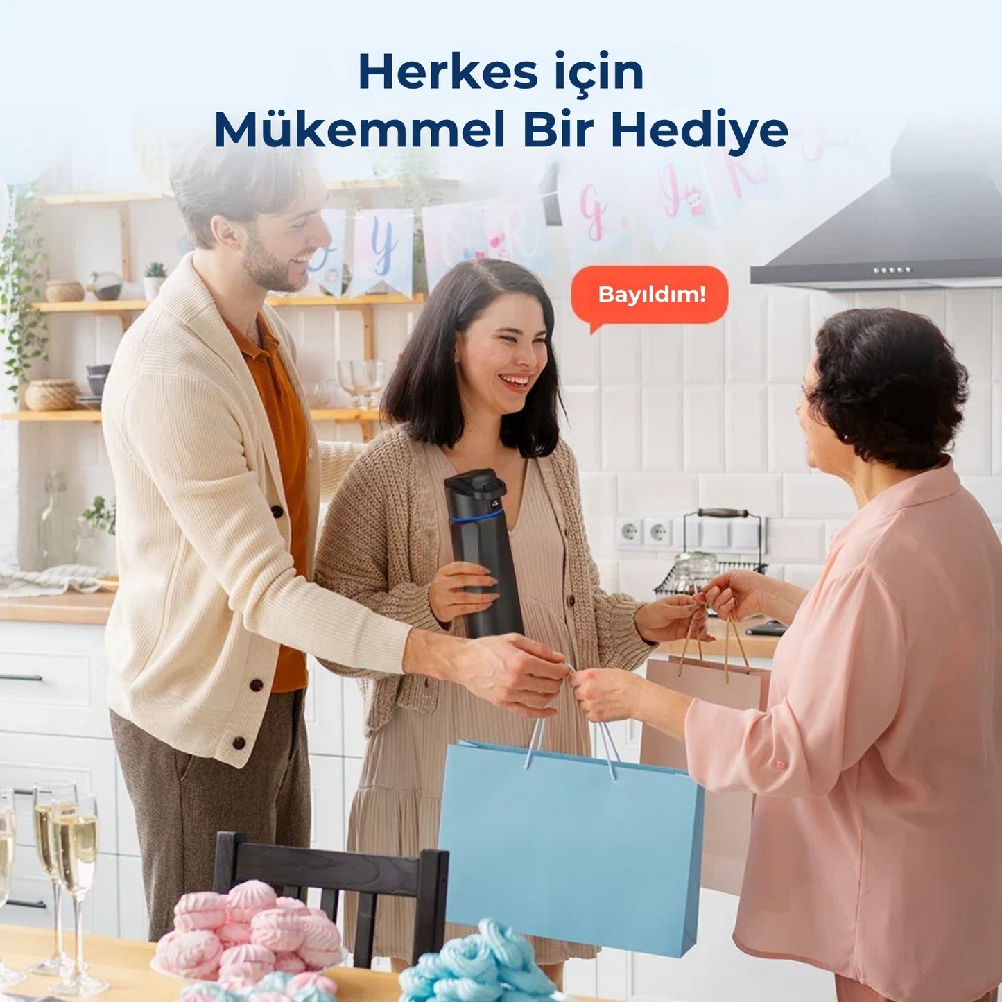 WaterH 32oz siyah - WaterH akıllı termos herkes için mükemmel bir hediye - WaterH Akıllı Termos 946 ml beyaz renk