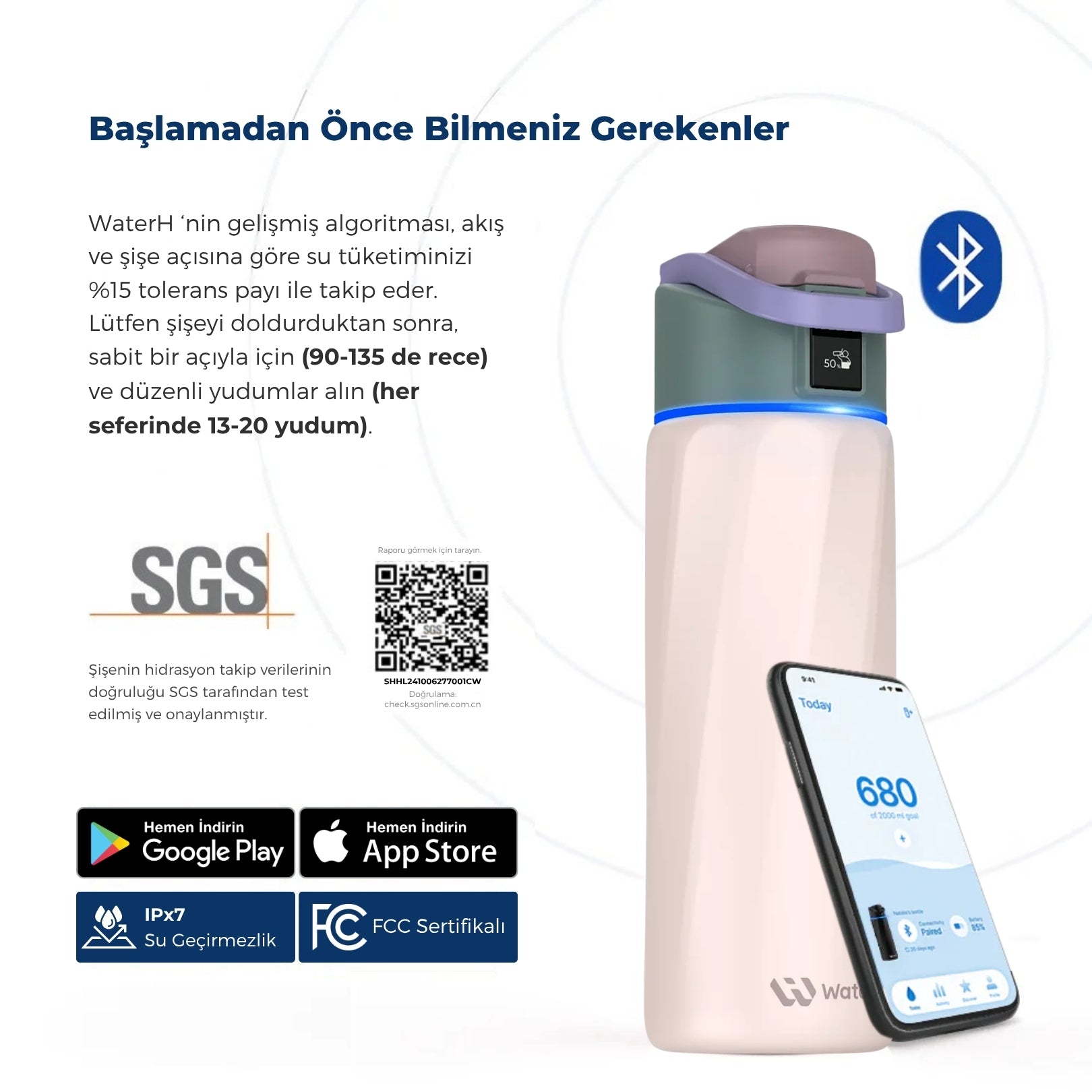 WaterH 24oz Pembe – WaterH Akıllı Termos Kullanmaya Başlamadan Önce Bilmeniz Gerekenler – WaterH Akıllı Termos 710 ml Pembe Renk