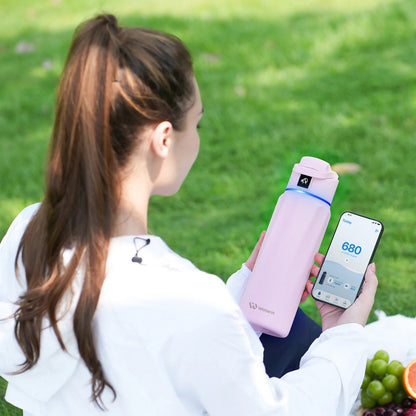 WaterH 24oz Pembe – WaterH Akıllı Termos 710 ml Pembe Renk Uygulama