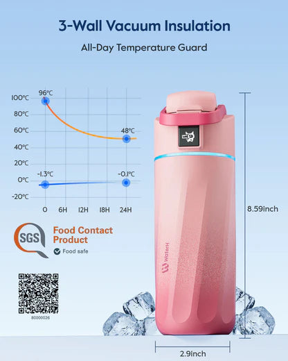 WaterH 16oz pembe – WaterH Boost Akıllı Termos Kids 473 ml pembe Renk